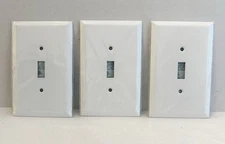 TayMac WJW-T Jumbo White Metal Toggle Wallplate, Single Gang, Lot of 3