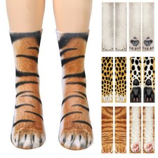 Funny Unisex Adult Kids Elastic Sock Animal Paw Feet Crew 3D Print Foot Socks U