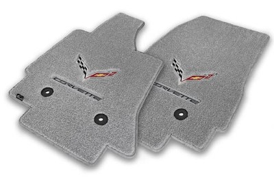 Lloyd Mats LUXE Greystone FRONT FLOOR MATS C7 Corvette *C7 Flags & Corvette*