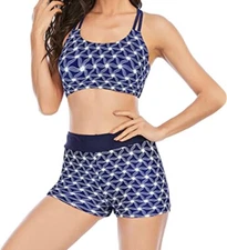 Tankini Sets Women Swimsuits Tankini Set Sporty with Boy Shorts Bikini Sz L