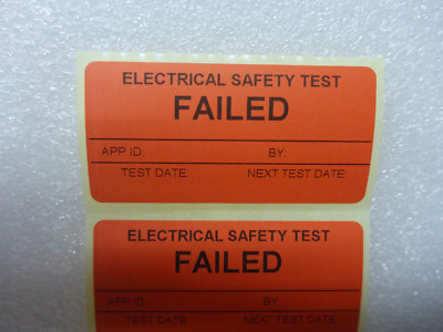100 x FAILED PAT Test Test Aufkleber Elektrische Etiketten 50 mm x 25 mm ROT