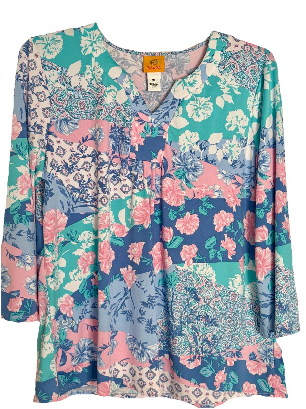 Ruby Rd pullover top women's long sleeve blue pin… - image 2