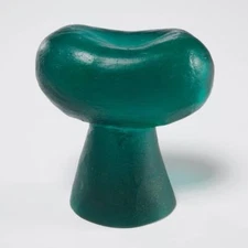 Small Frosted Green Art Glass Bean Coffee Legume Feminist Paperweight Sculpture