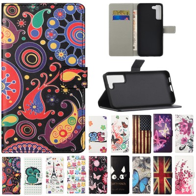 For Samsung S22 Ultra S21 S20 FE Note20 S9 Magnetic Leather Pattern Case Cover