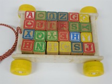 Vintage Fisher-Price Alphabet  Number Block Pull Behind Wagon