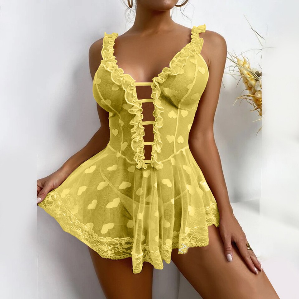 Sexy Lingeries Womens Babydoll Teddy Sleepwear Bathrobes Nightdress