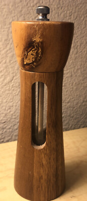 Rachel Rae Acacia Wood Salt Grinder W/ Filler Window Lovely Wood Grain & Knot