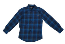 Eddie Bauer Mens Blue Gray Plaid Long Sleeve Casual Collared Button Up Shirt S