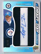 2016-17 SP GAME USED DRAFT DAY MARKS PATRIK LAINE ROOKIE AUTO LETTER ''I''