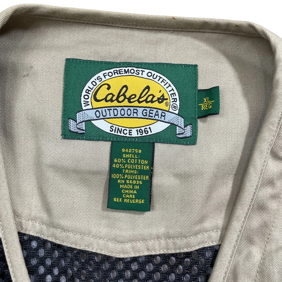 Cabela's XL Vest Full Zip Net Back Pockets Cotton Polyester - Image 4 of 4