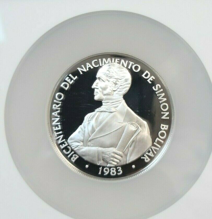 1983 PANAMA SILVER 20 BALBOAS BOLIVAR ANNIVERSARY NGC PF 69 ULTRA