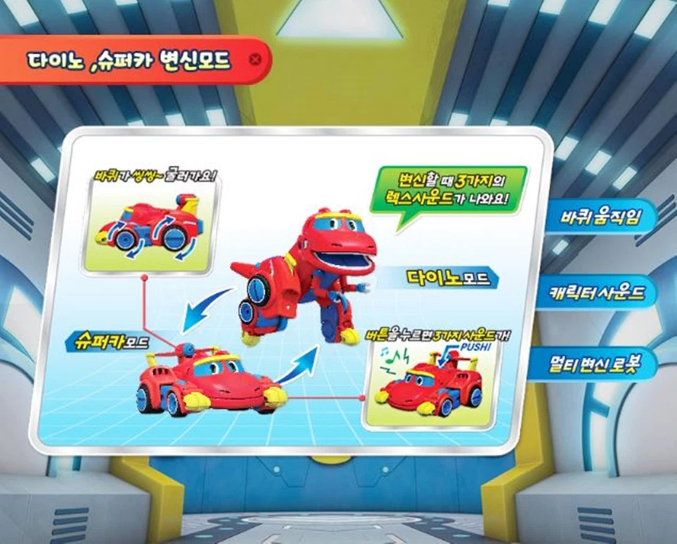Gogo Dino Sound REX DX (6"/Big) Red Dinosaur Transformer Super Car Robot Toy - Image 3 of 4