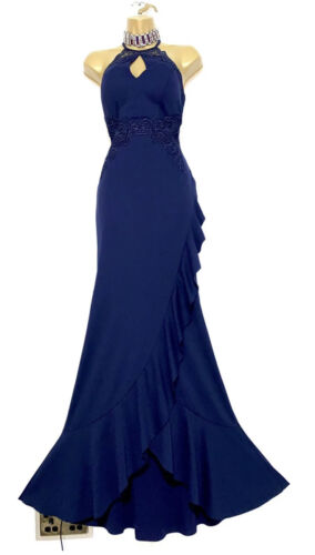 Lipsy Navy Maxi Dress Size 16 Evening Party Occasion Wedding Prom Cocktail Gown - Picture 3 of 20