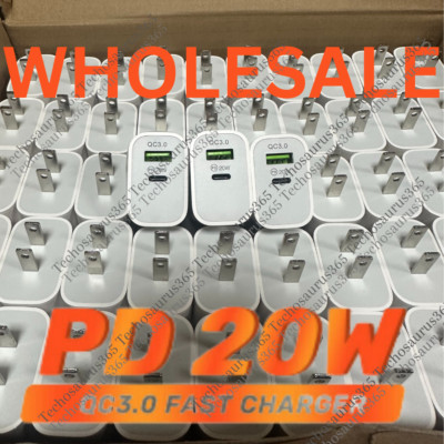20W PD USB-C Power QC 3.0 Adapter Fast Wall Charger For iPhone SAMSUNG WHOLESALE