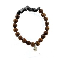 Armband Turmalin SchöRl Du Brazilien + Holzperlen 8 Mm. Made In Frankreich