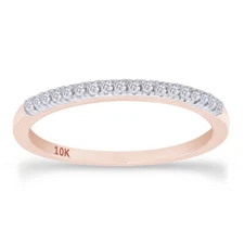 Natural Round Diamond Accents Dainty Wedding Band Ring 10K Solid Rose Gold