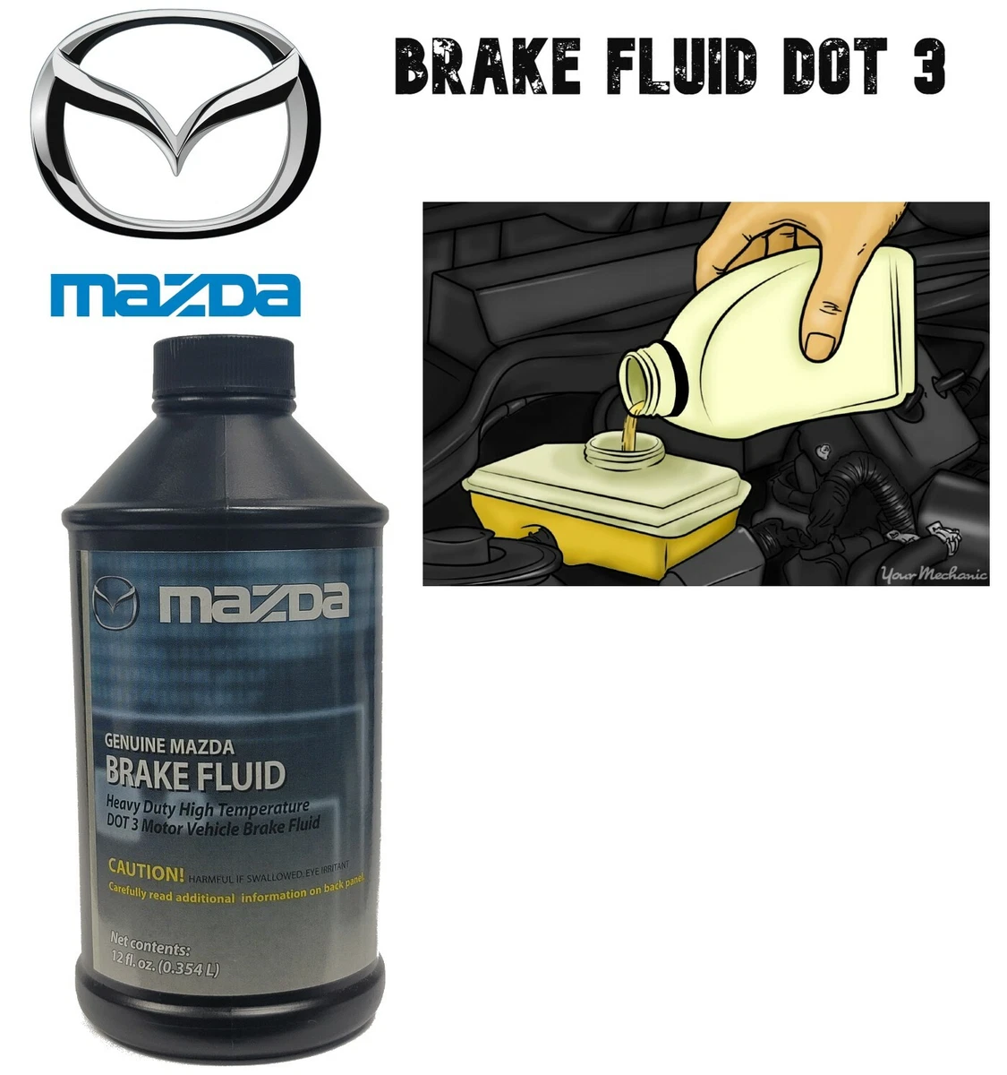 OEM Genuine Mazda Brake Fluid 00475-10766-BF Dot-3 Motor High 