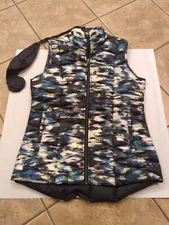 Tangerine Womens Vest Jacket Puffer Full Down Zip Black Tie Dye Small Travel Bag