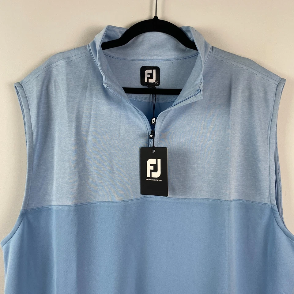 Footjoy Vest Men Size XL Blue Heather Yoke Half Zip Pullover Golf - Image 2 of 4