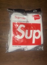 Supreme X Hanes Crew Socks - White, Pack of 4, Size 6-12