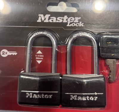 Master Lock Model-  2 Covered Aluminum Padlocks 1-1/2'' with 2 Keys  Pack 141TLF