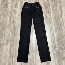 Vintage 80s Sergio Valente Floral Embroidered Black Jeans High Waist 9/10