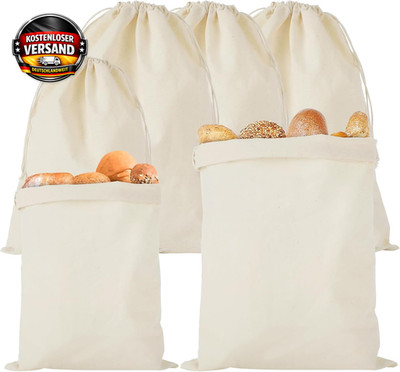 Brotbeutel Leinen Baumwolle 30x40cm Frischhaltebeutel mit Kordelverschluss