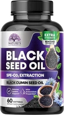 Black Seed Oil Capsules 1000mg, Thymoquinone, Pure Nigella Sativa, Skin Support