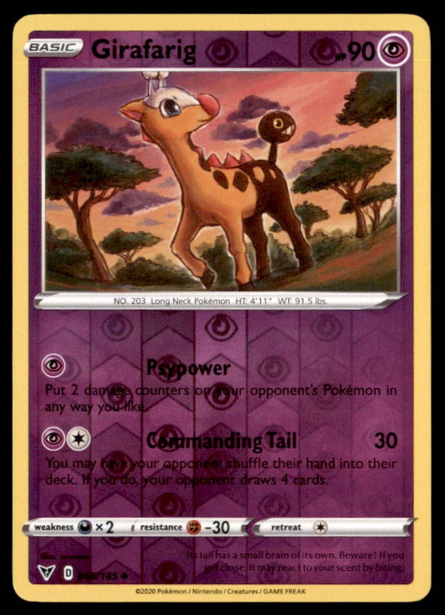 Pokemon Girafarig 65/185 Vivid Voltage Reverse Holo
