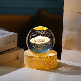 Crystal 3D Saturn 2.36In Ball Figurine Gifts for Her on Birthday, Collectible Gl