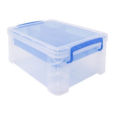 Advantus Super Stacker Divided Storage Box, 6.5'' x 10.3'' x 14.3'', Clear, Blue