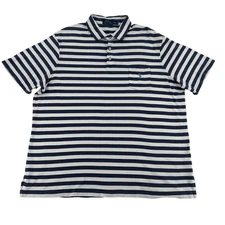 Polo Ralph Lauren Men Striped Polo Shirt Navy White Short Sleeve XXL Golf Preppy