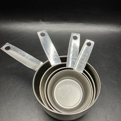 Set of 4 Vintage FOLEY Measuring Cups Stainless 1/4, 1/3, 1/2, 1 Cup,