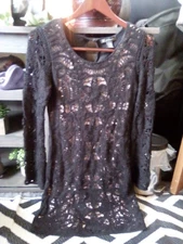 Women's I.N.C International Concepts Brand Sz S Black Crochet Dress 