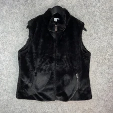 Rockmans Vest Womens 16 Black Faux Fur Luxe Teddy Gilet Zip Jacket NEW 13302