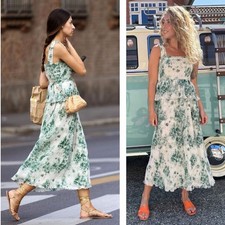 Ganni Dress Size 40 L Large 12 / US 8 - 10 Georgette Smock Midi Print Summer