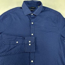 Tommy Hilfiger Shirt Mens Large Blue Slim Fit Stretch Geometric Button Down
