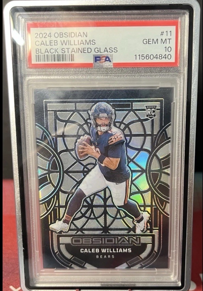 Caleb Williams Panini Obsidian Black Stained Glass #11 Base