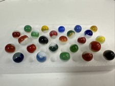 067 Lot Of 25 Vintage Akro Agate Patch Marbles .555-.710  