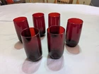 6 Vintage Anchor Hocking Royal Ruby Red Glass Tumbler Glasses Tapered 12oz
