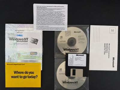 Microsoft Windows NT Workstation 4.0 Dell OEM Sealed Vintage Software CD Floppy
