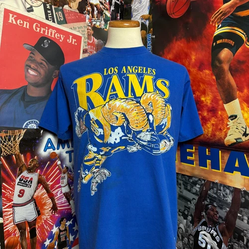 Vintage 90s Los Angeles Rams Nutmeg NFL Tee Jack Davis Rare Football Sz Large