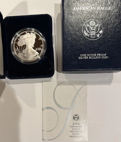 2004 W American Eagle One Ounce Proof Silver Bullion Coin Box & COA