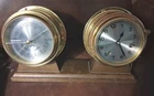VINTAGE BRASS SHIPS BELL CLOCK WITH WIND UP KEY AND CHIME GERMANY