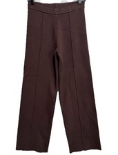 Zara Brown Knit Wide-Leg Pants Size Small Pull On Pants