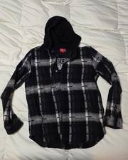 Supreme Hooded Jacquard Flannel Shirt - Black - Large