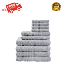 Mainstays 10 Piece Towel Set with Upgraded Softness & Durability, Grey