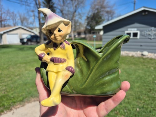 Vintage Pixie Elf Planter Kitschy Shawnee Pottery #765 Mid Century Vase Planter