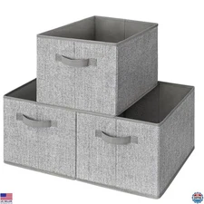 GRANNY SAYS Extra Large Gray Fabric Storage Bins - 3-Pack Organizing Baskets