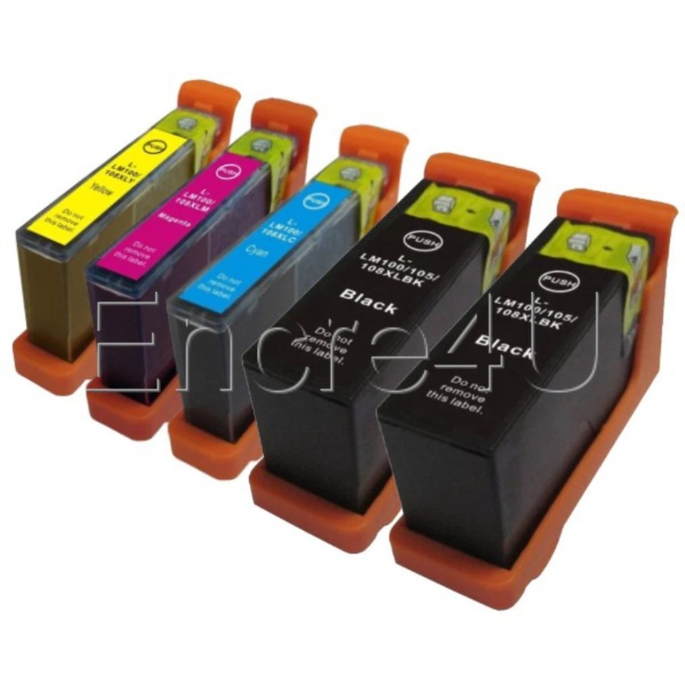 Pack de 5 cartouches génériques 100 XL : encres pour imprimantes Lexmark - Photo 1/1